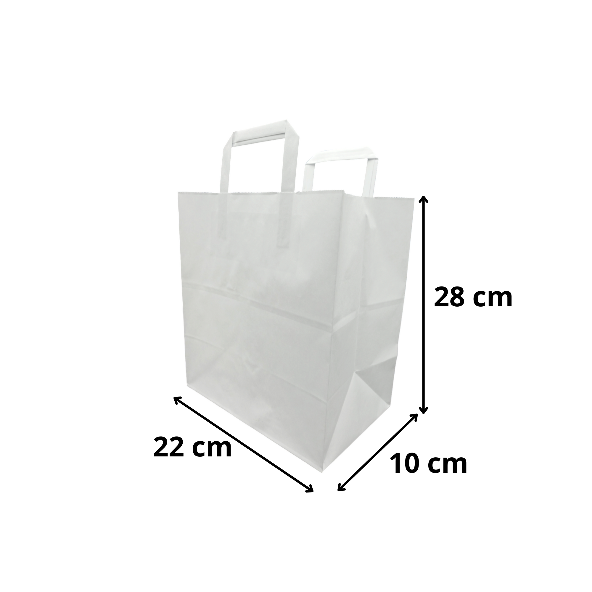 Sac kraft blanc 22+10x28 cm avec poignées plates
